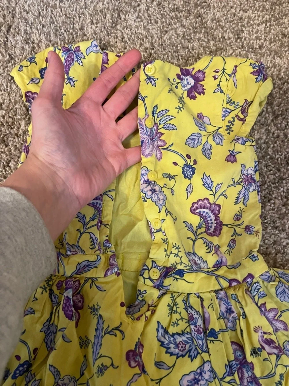 Janie and Jack floral ruffle dress size 3T yellow purple preppy summer cotton